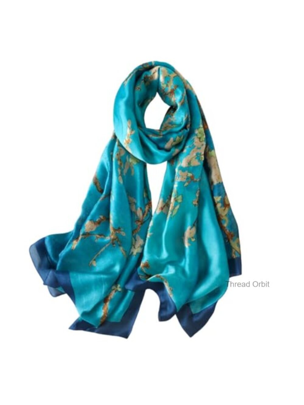 Long Silk Scarf Lightweight Floral Shawl Wrap for Women